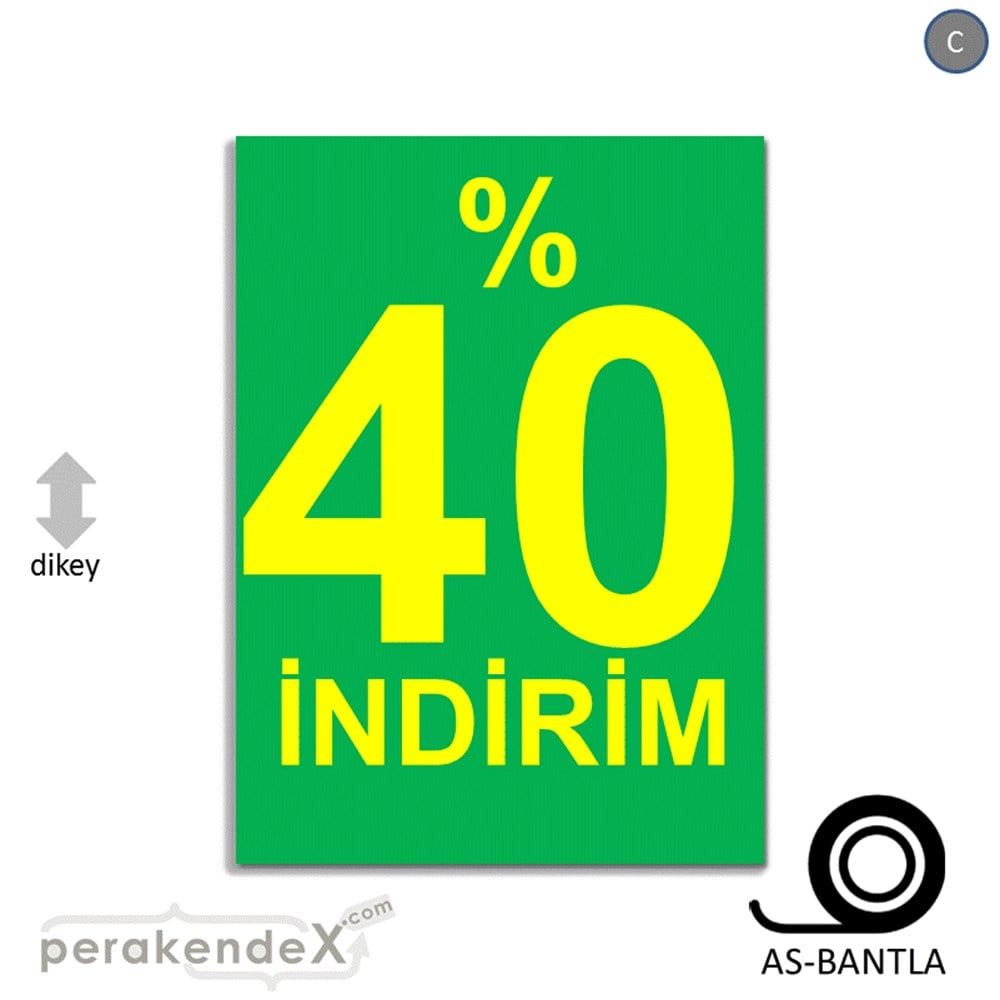 yüzde 40 indirim POSTERİ -dikdörtgen,tek yön baskı