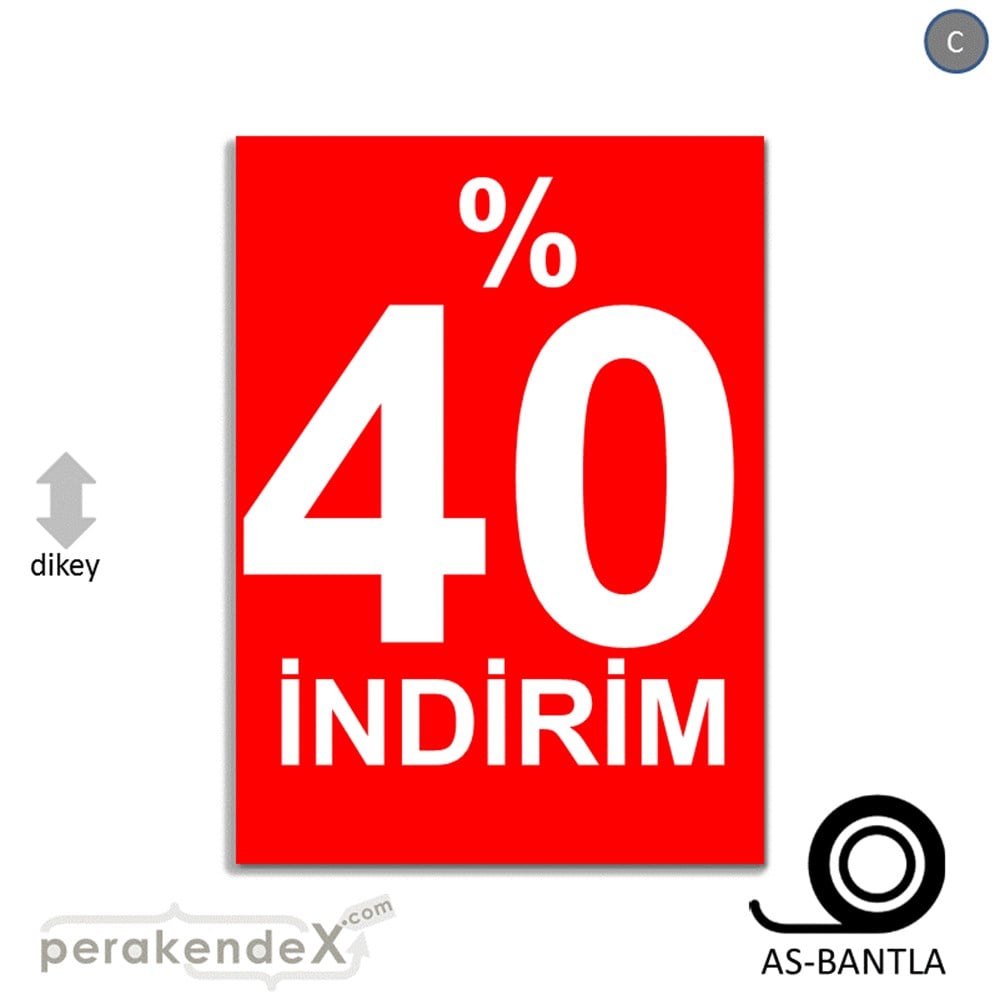 yüzde 40 indirim POSTERİ -dikdörtgen,tek yön baskı