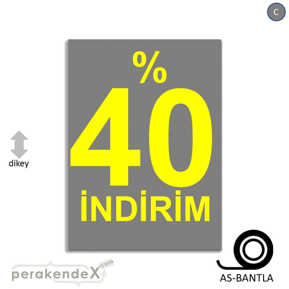 yüzde 40 indirim POSTERİ -dikdörtgen,tek yön baskı