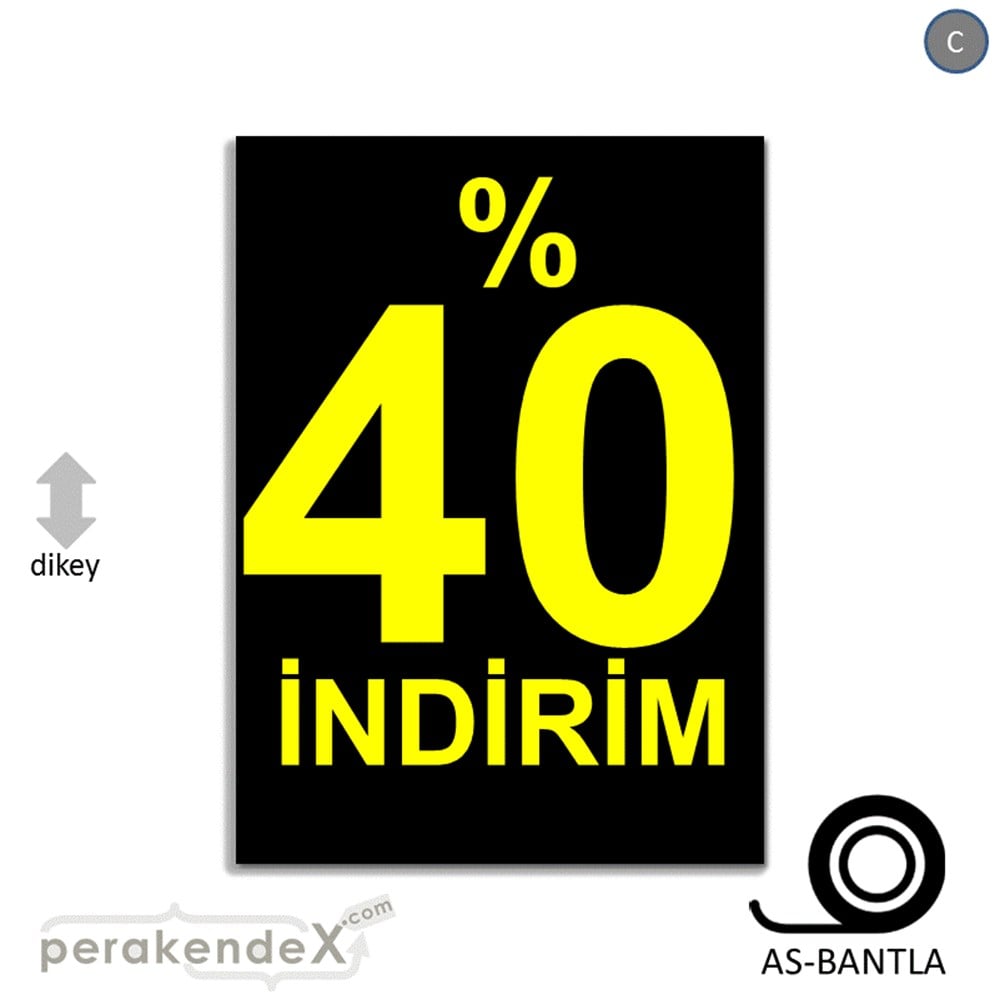 yüzde 40 indirim POSTERİ -dikdörtgen,tek yön baskı