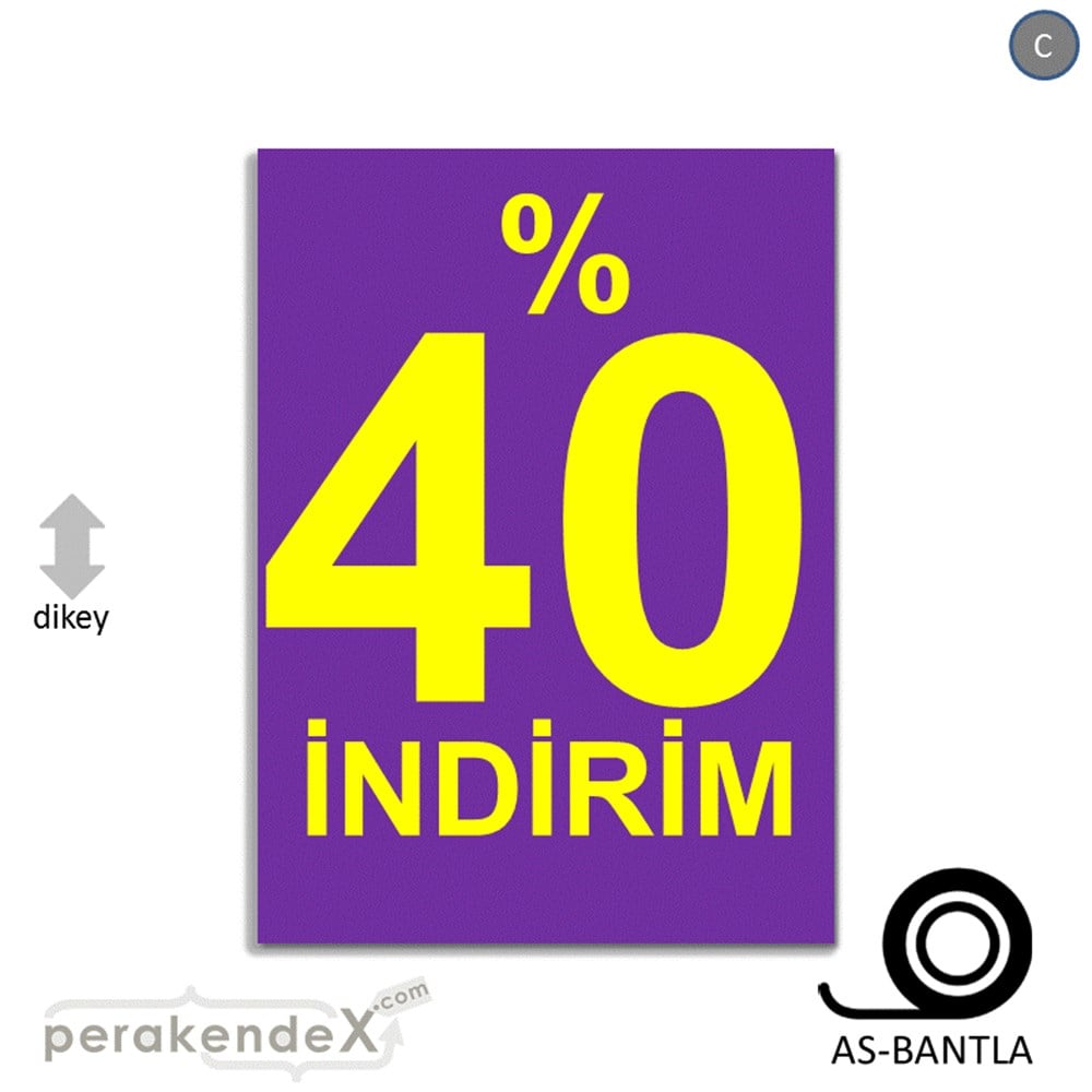 yüzde 40 indirim POSTERİ -dikdörtgen,tek yön baskı
