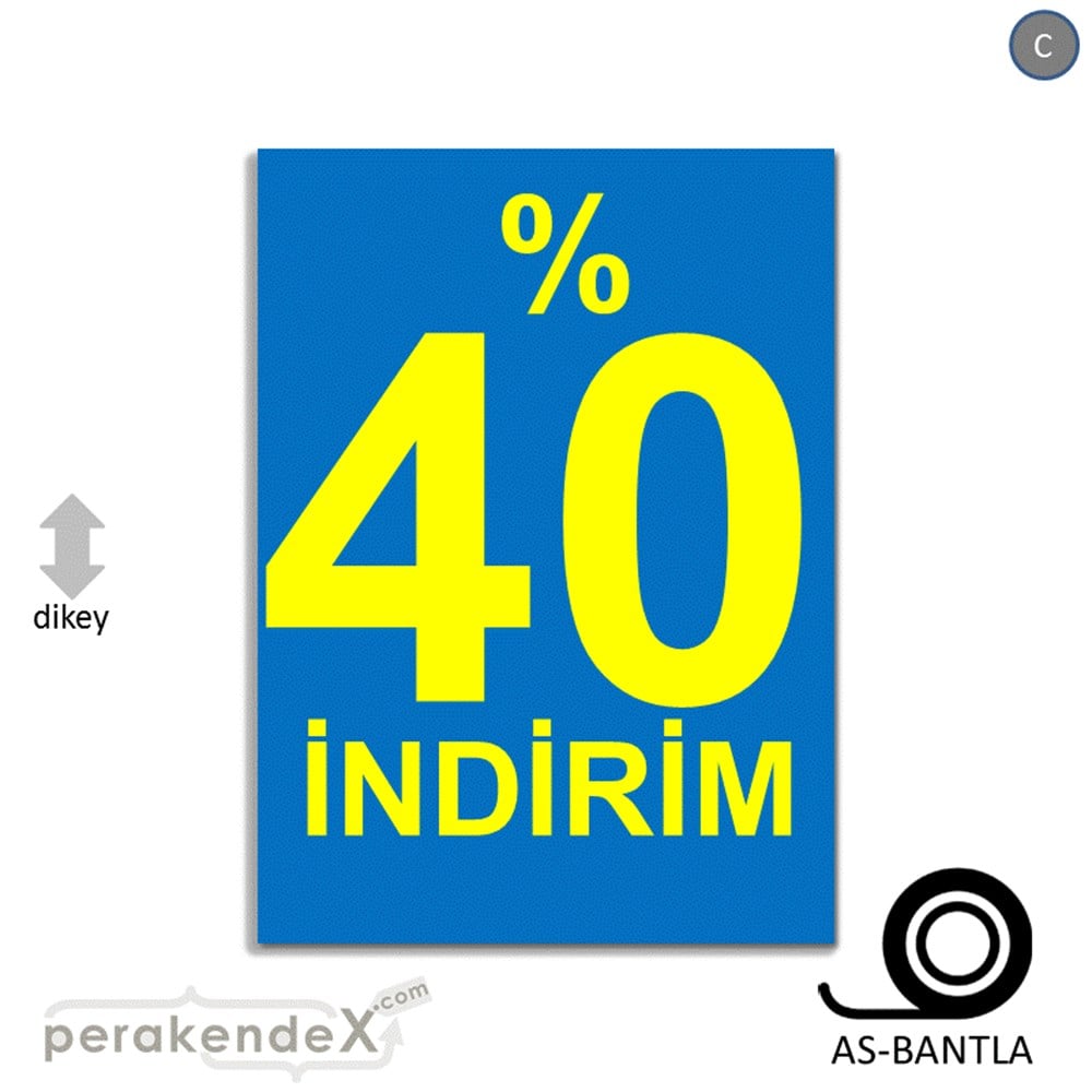 yüzde 40 indirim POSTERİ -dikdörtgen,tek yön baskı