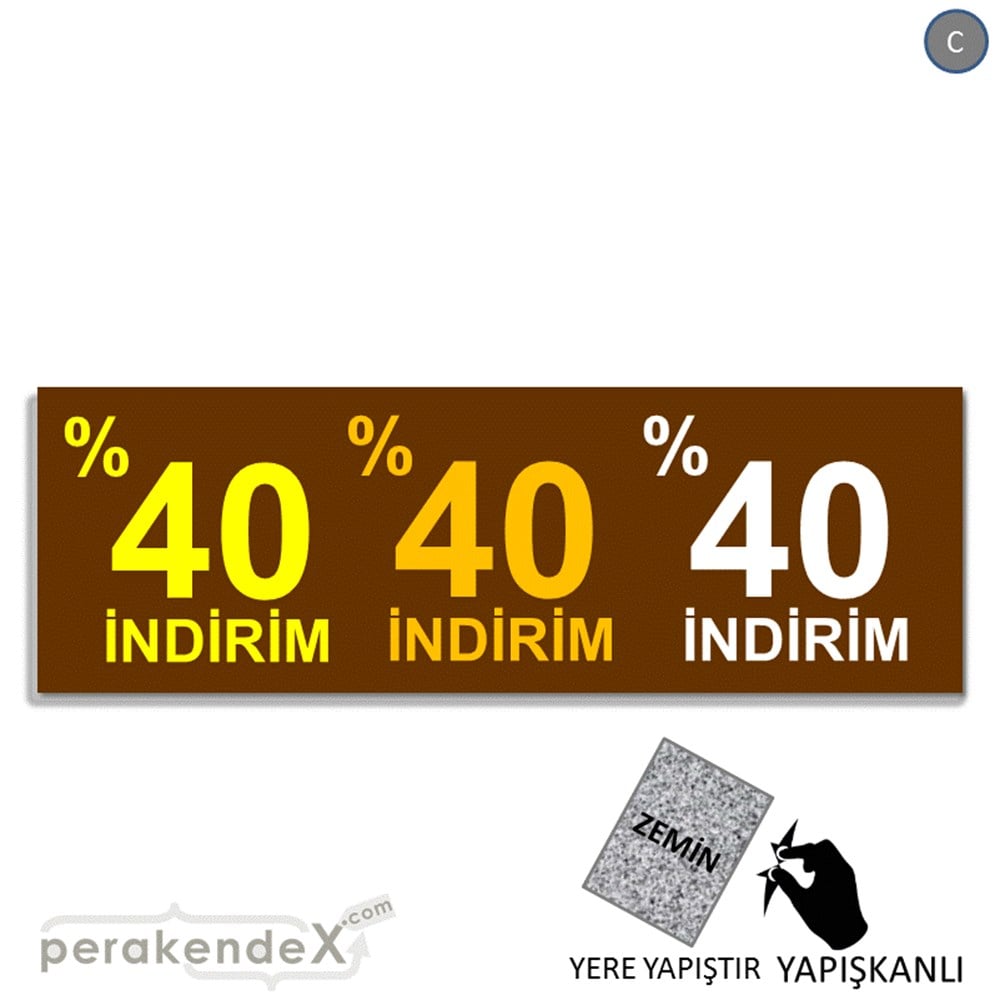yüzde 40 indirim YER ZEMİNE YAPIŞAN BANNER -dikdörtgen,tek yön baskı