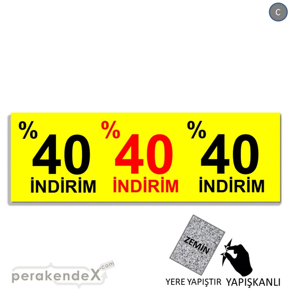 yüzde 40 indirim YER ZEMİNE YAPIŞAN BANNER -dikdörtgen,tek yön baskı