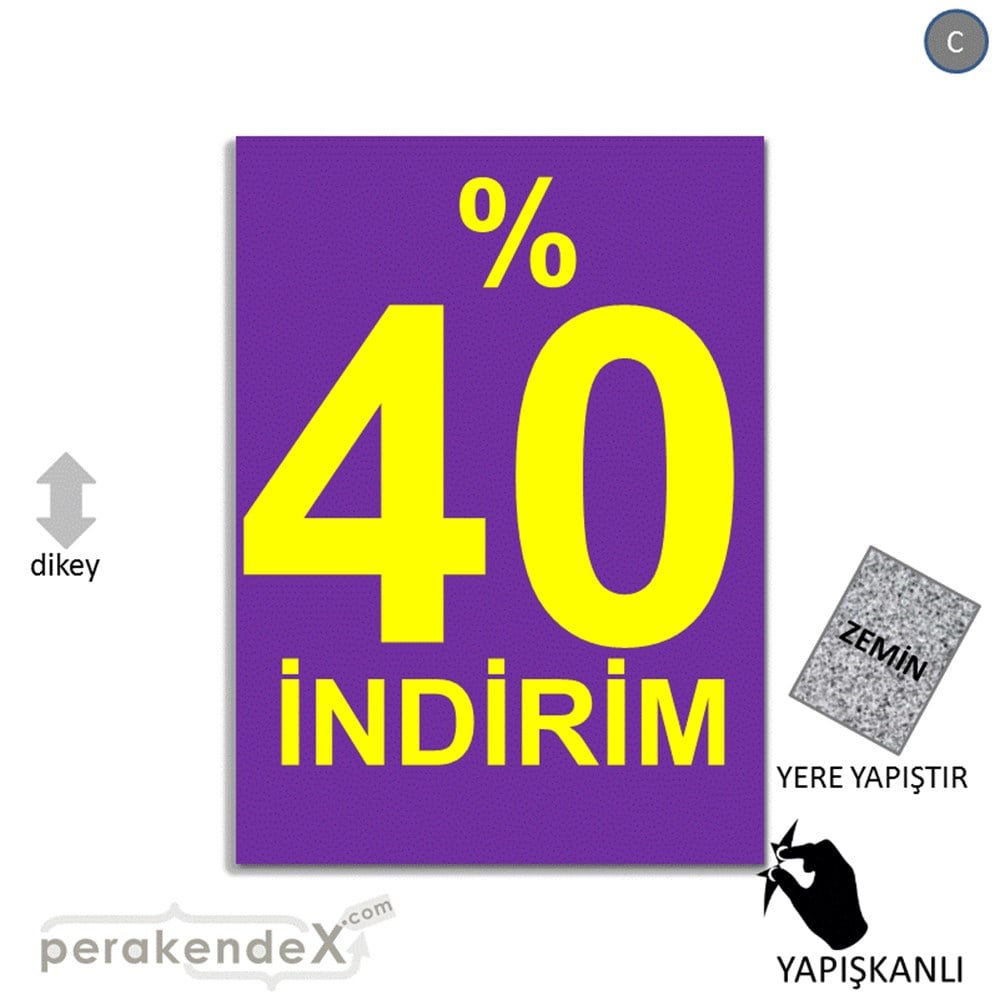 yüzde 40 indirim YER ZEMİNE YAPIŞIR -dikdörtgen,tek yön baskı