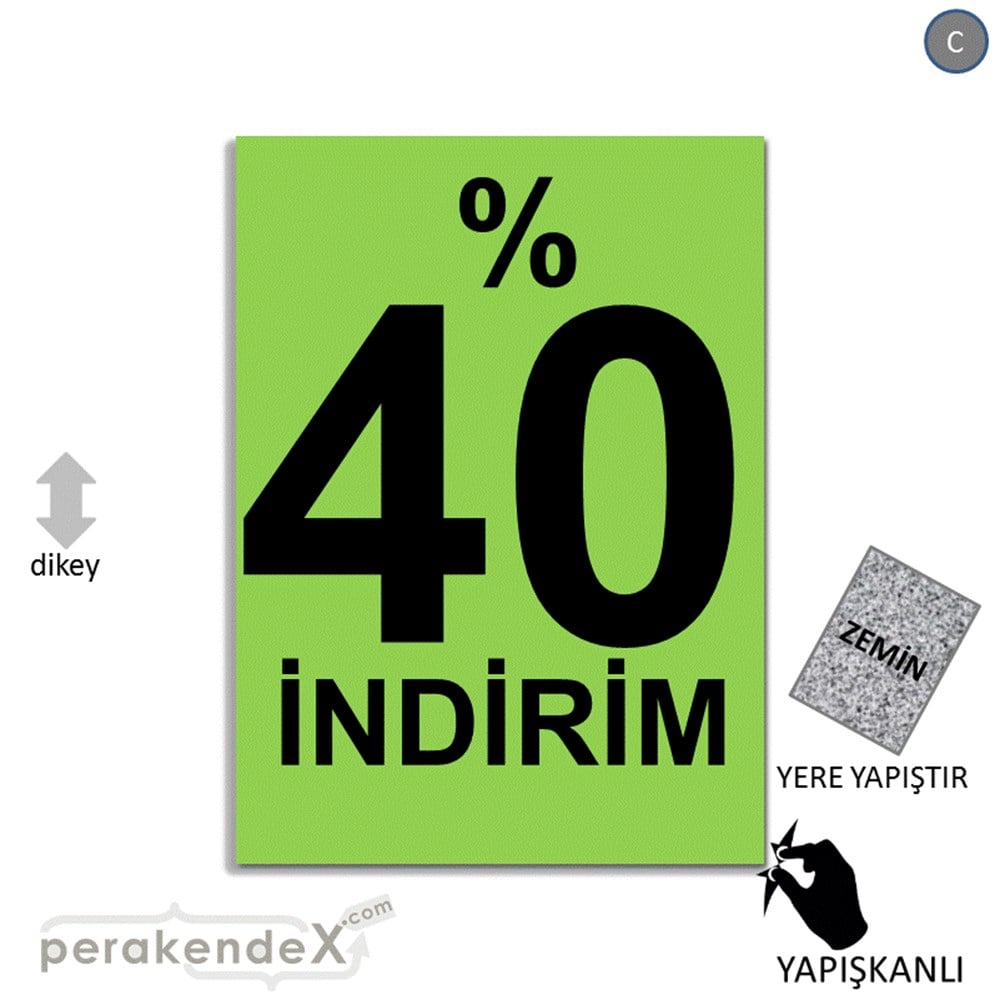 yüzde 40 indirim YER ZEMİNE YAPIŞIR -dikdörtgen,tek yön baskı