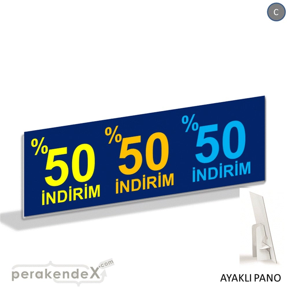 yüzde 50 indirim AYAKLI REKLAM BANNER -dikdörtgen,tek yön baskı