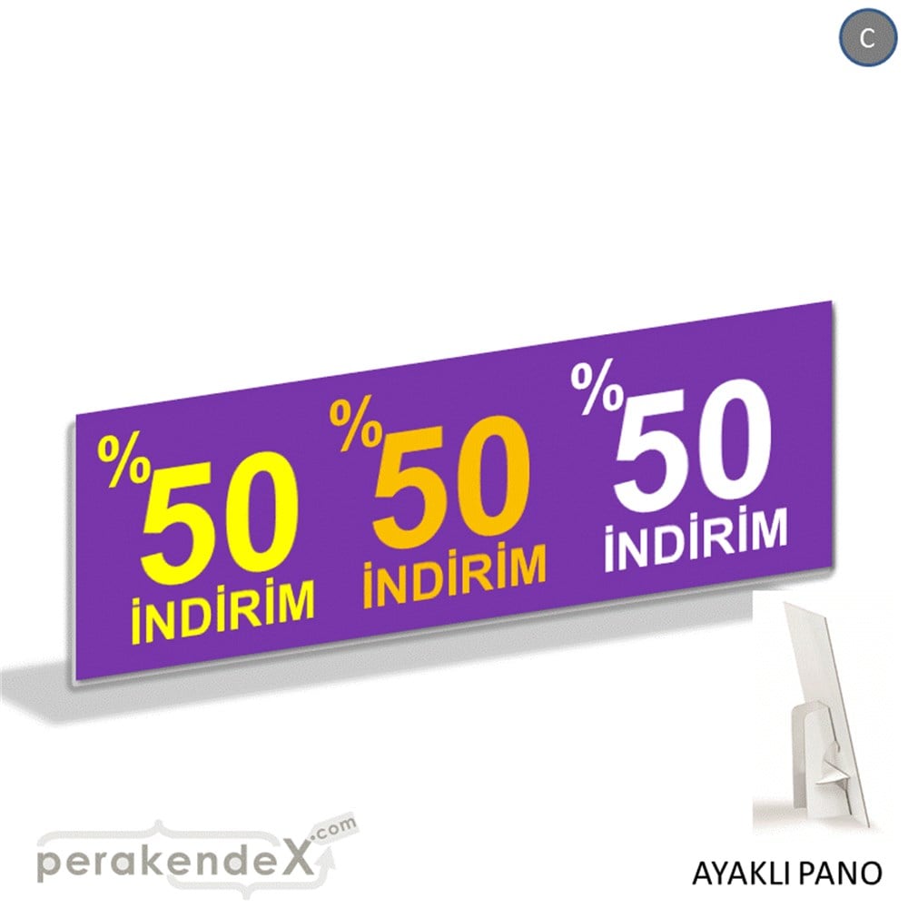 yüzde 50 indirim AYAKLI REKLAM BANNER -dikdörtgen,tek yön baskı