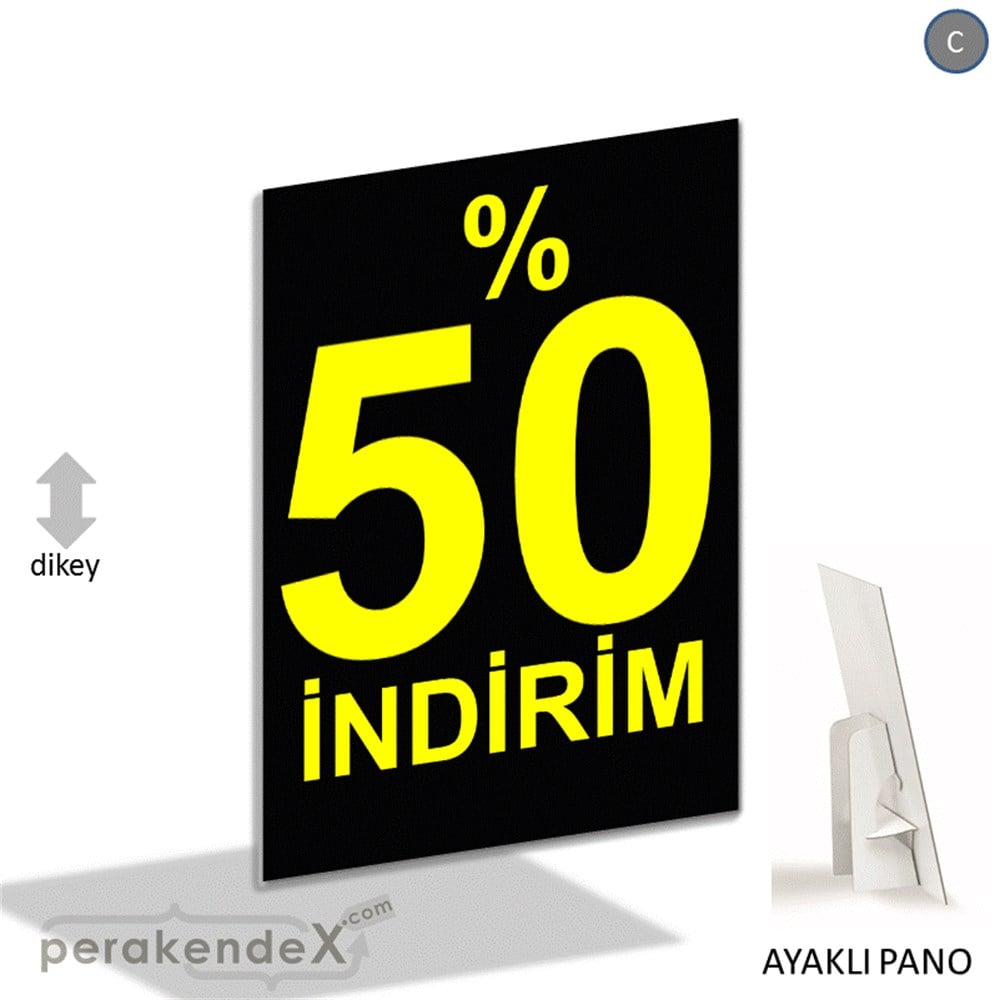 yüzde 50 indirim AYAKLI REKLAM PANOSU -dikdörtgen,tek yön baskı