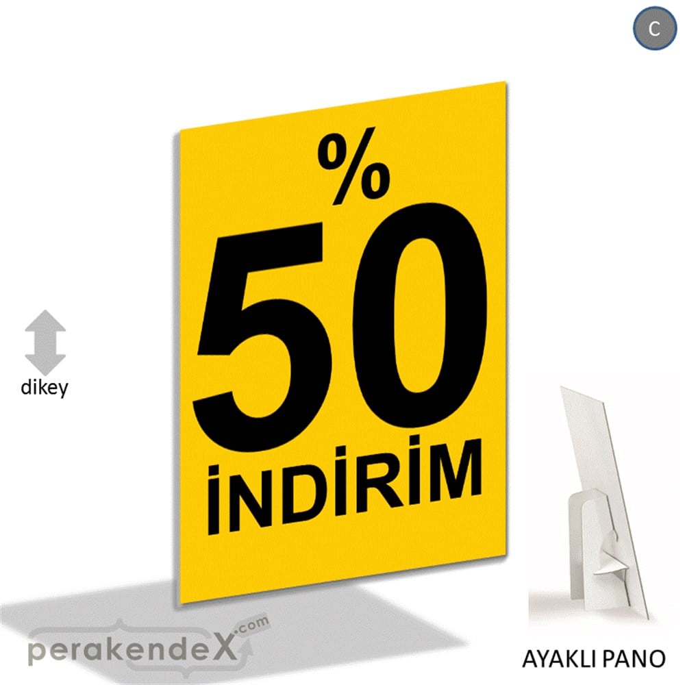 yüzde 50 indirim AYAKLI REKLAM PANOSU -dikdörtgen,tek yön baskı