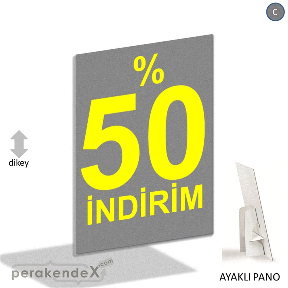 yüzde 50 indirim AYAKLI REKLAM PANOSU -dikdörtgen,tek yön baskı