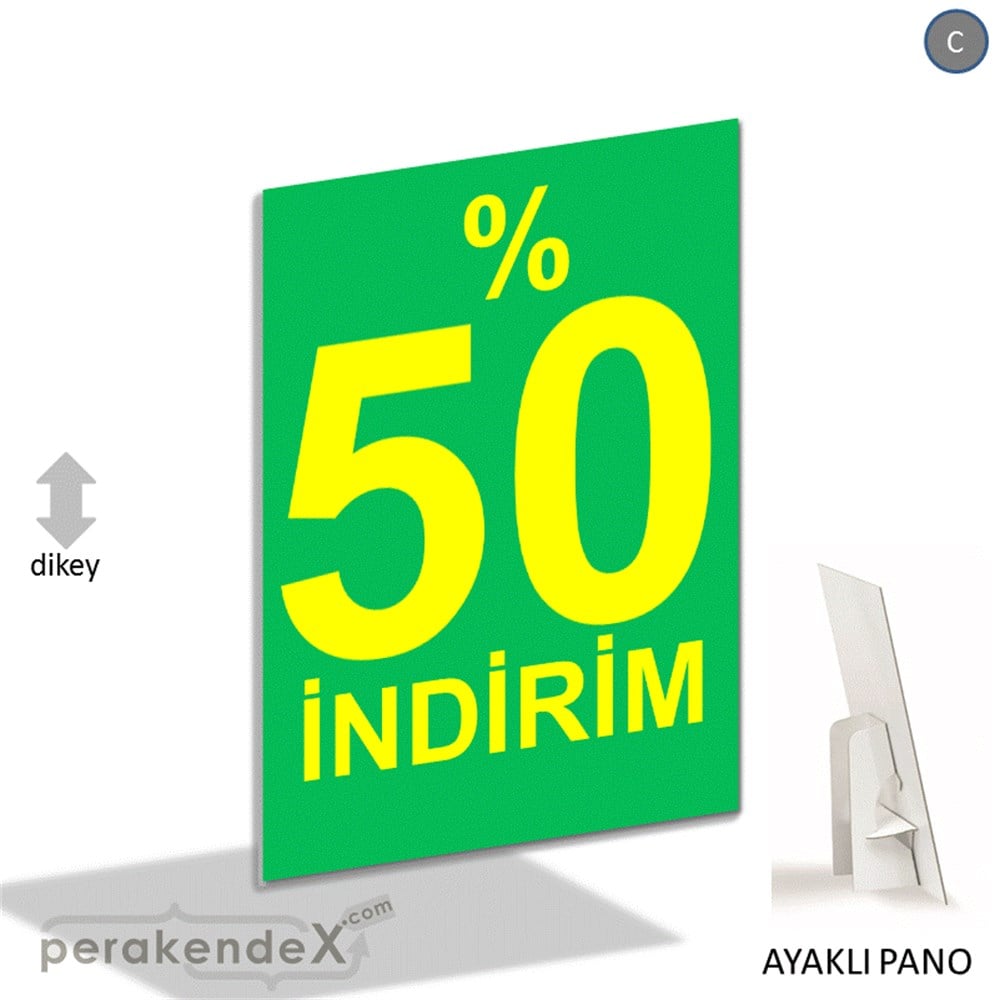 yüzde 50 indirim AYAKLI REKLAM PANOSU -dikdörtgen,tek yön baskı