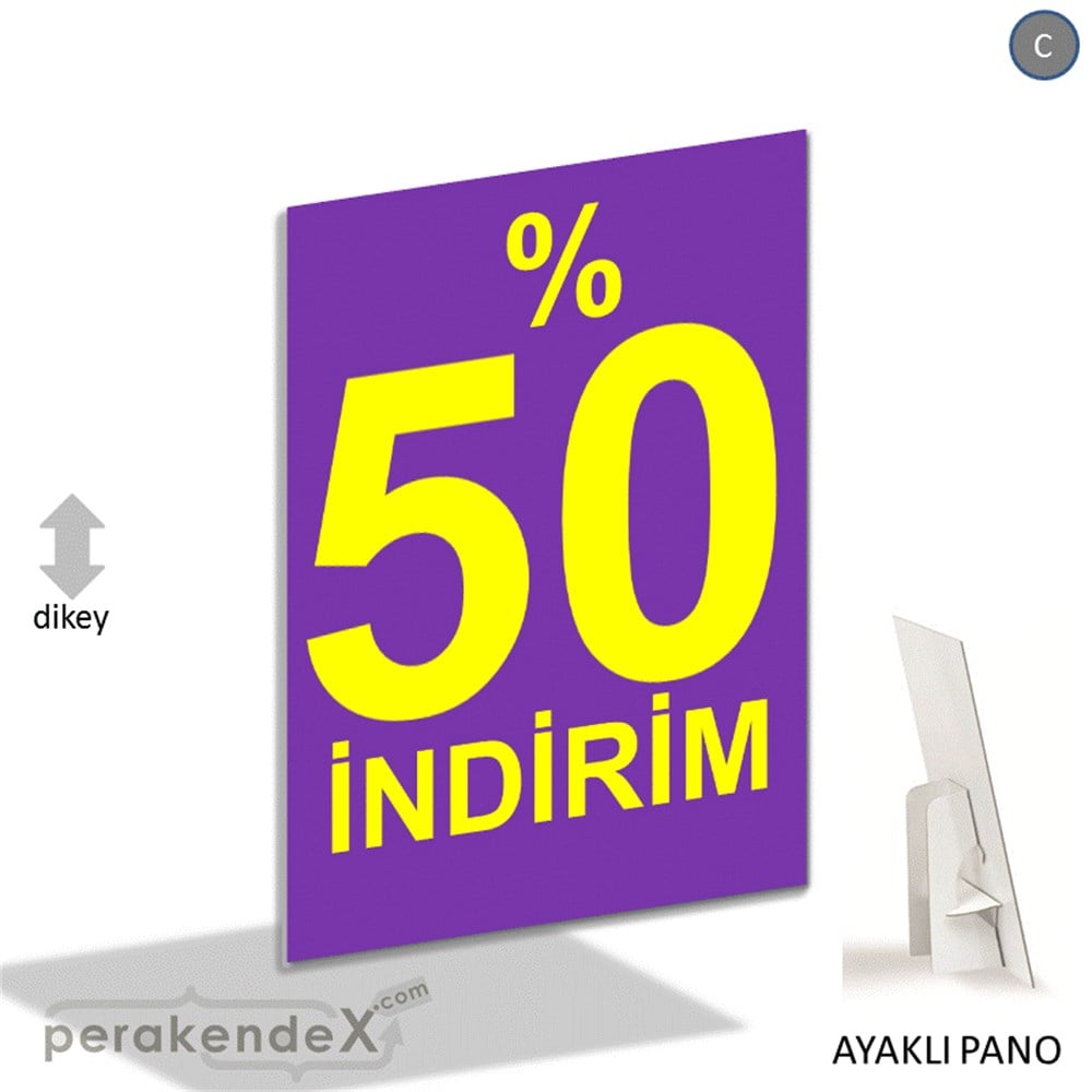 yüzde 50 indirim AYAKLI REKLAM PANOSU -dikdörtgen,tek yön baskı