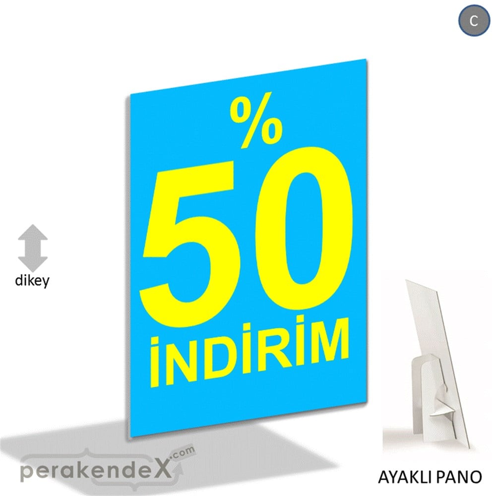 yüzde 50 indirim AYAKLI REKLAM PANOSU -dikdörtgen,tek yön baskı