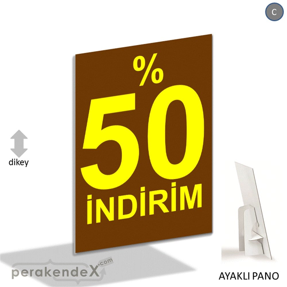 yüzde 50 indirim AYAKLI REKLAM PANOSU -dikdörtgen,tek yön baskı