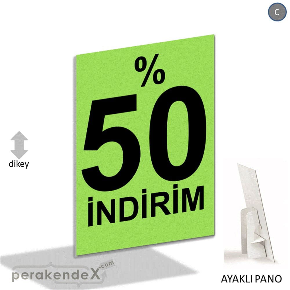 yüzde 50 indirim AYAKLI REKLAM PANOSU -dikdörtgen,tek yön baskı
