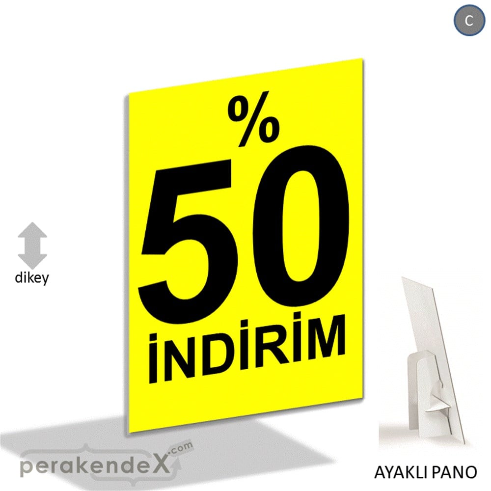 yüzde 50 indirim AYAKLI REKLAM PANOSU -dikdörtgen,tek yön baskı