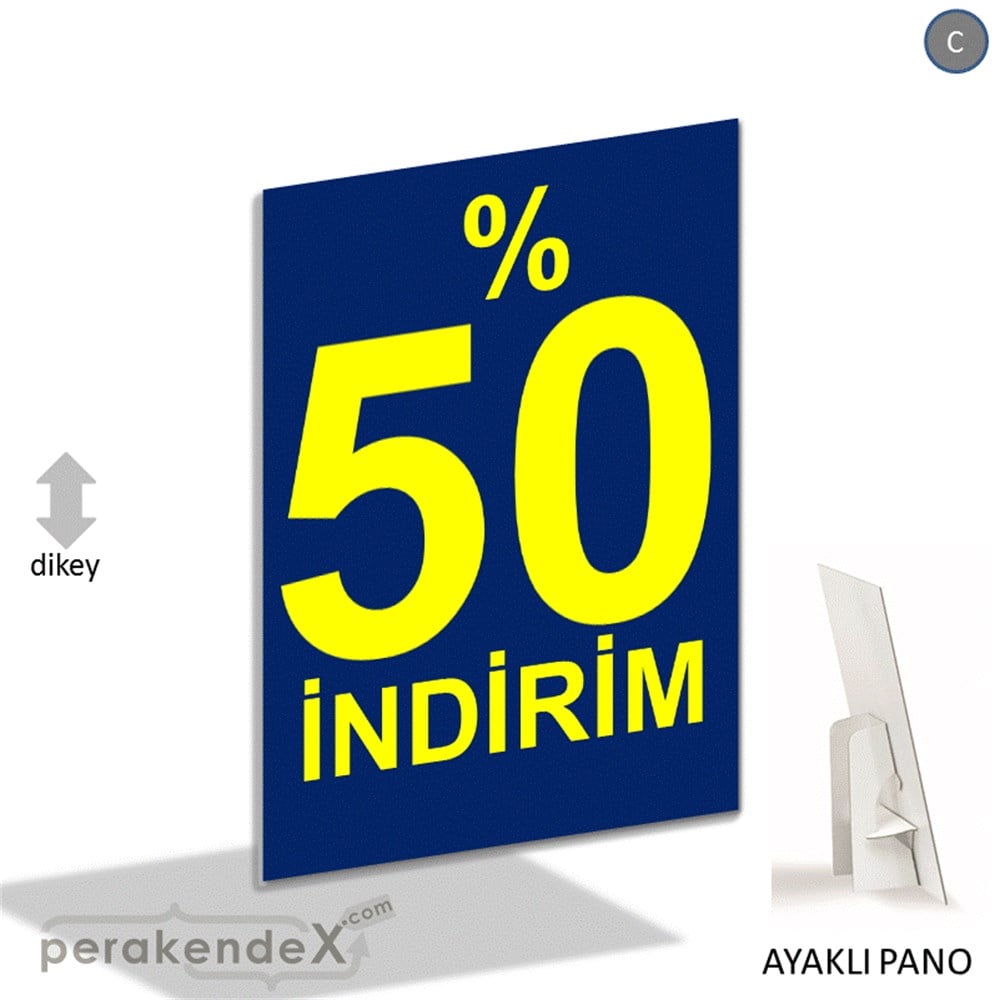 yüzde 50 indirim AYAKLI REKLAM PANOSU -dikdörtgen,tek yön baskı