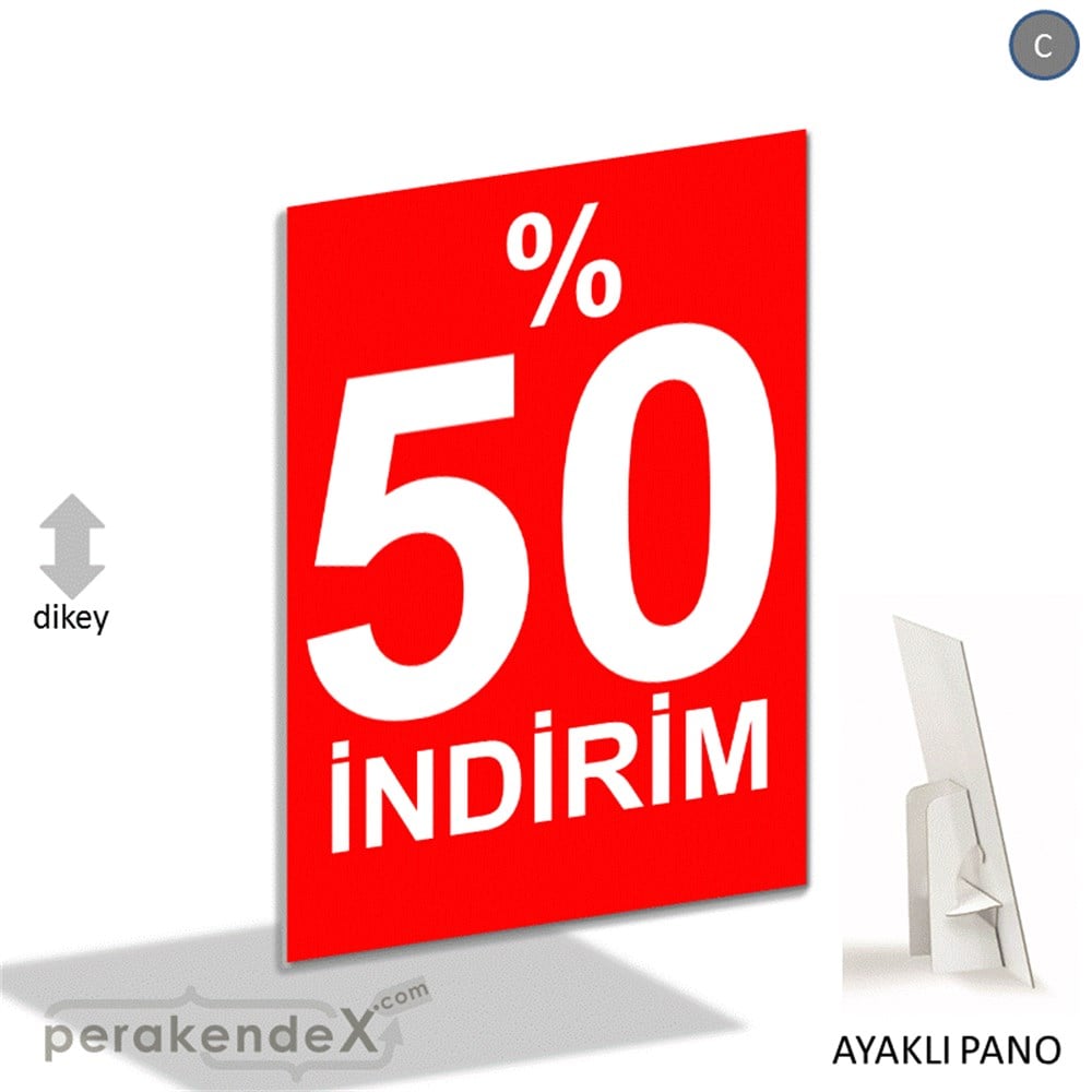 yüzde 50 indirim AYAKLI REKLAM PANOSU -dikdörtgen,tek yön baskı