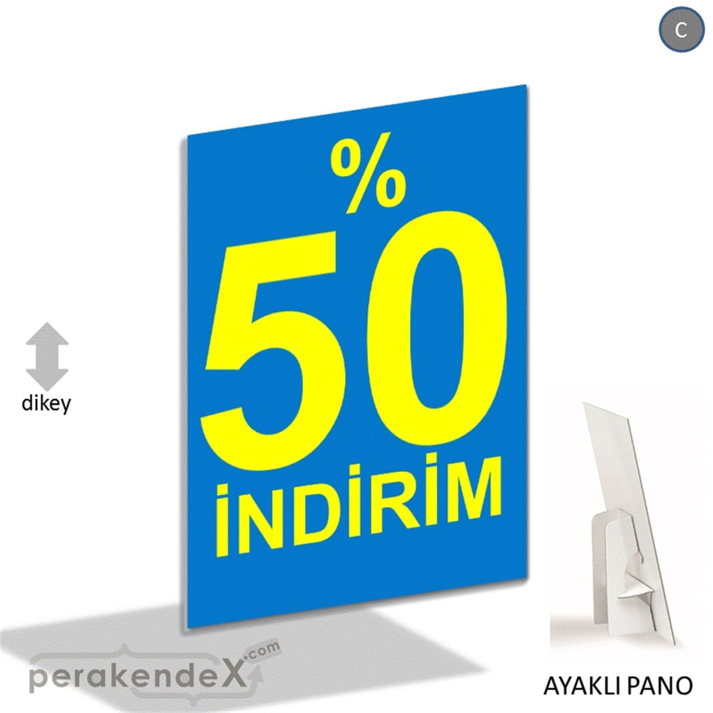 yüzde 50 indirim AYAKLI REKLAM PANOSU -dikdörtgen,tek yön baskı