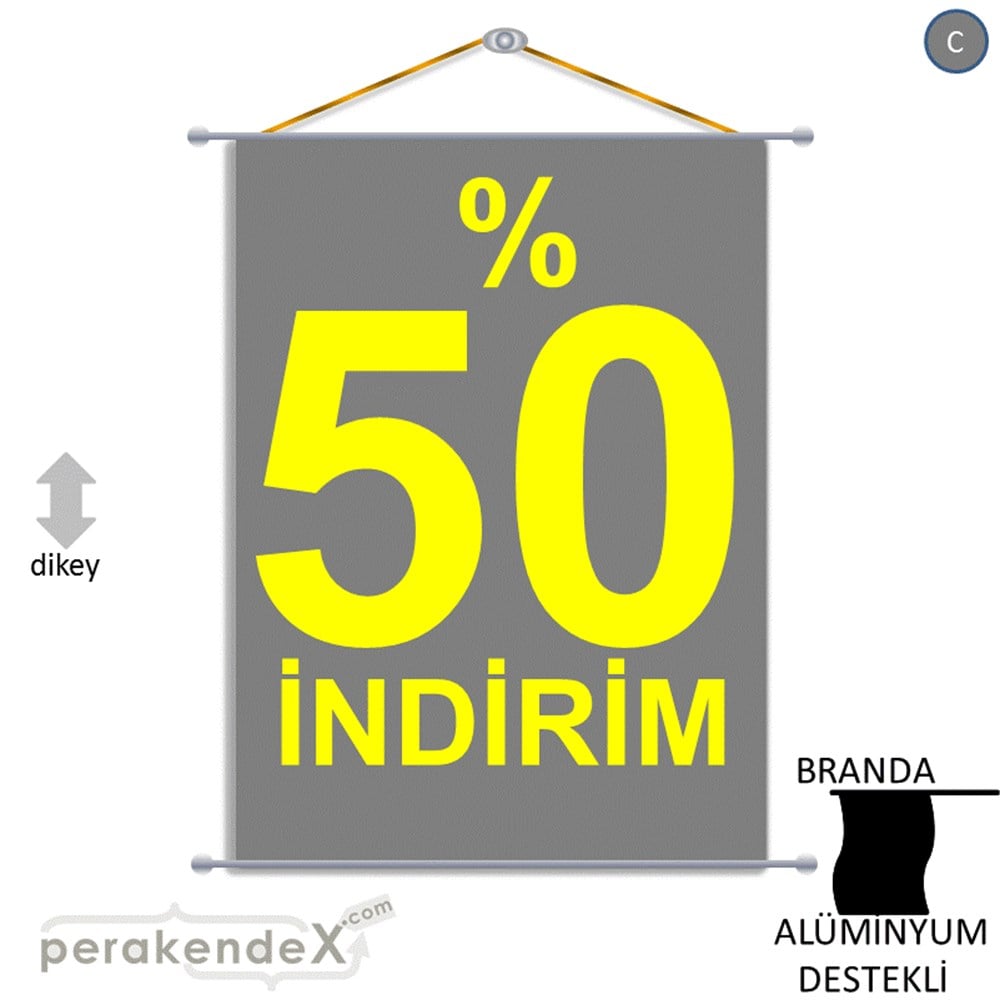 yüzde 50 indirim BRANDA AFİŞİ -dikdörtgen,tek yön baskı