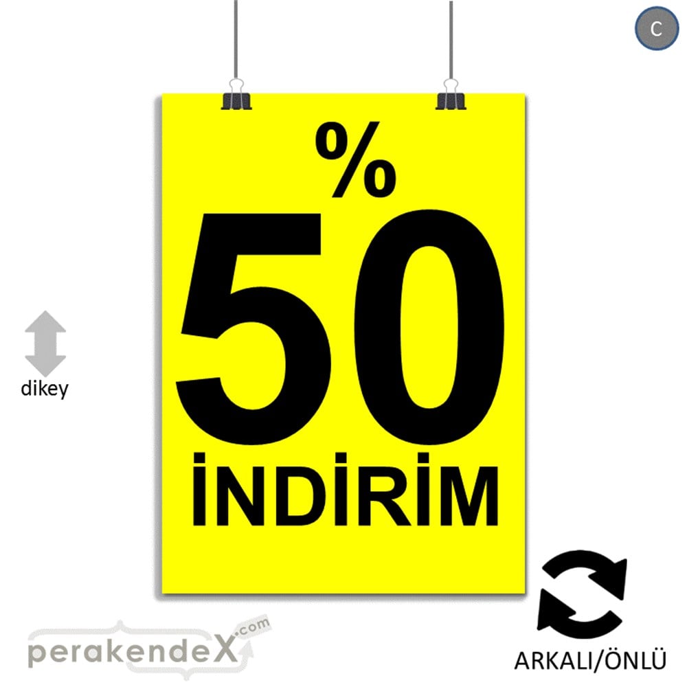 yüzde 50 indirim POSTERİ -dikdörtgen,çift yön baskı