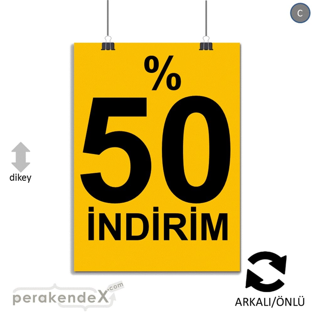 yüzde 50 indirim POSTERİ -dikdörtgen,çift yön baskı