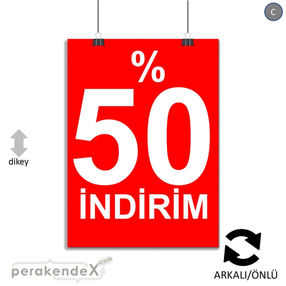 yüzde 50 indirim POSTERİ -dikdörtgen,çift yön baskı