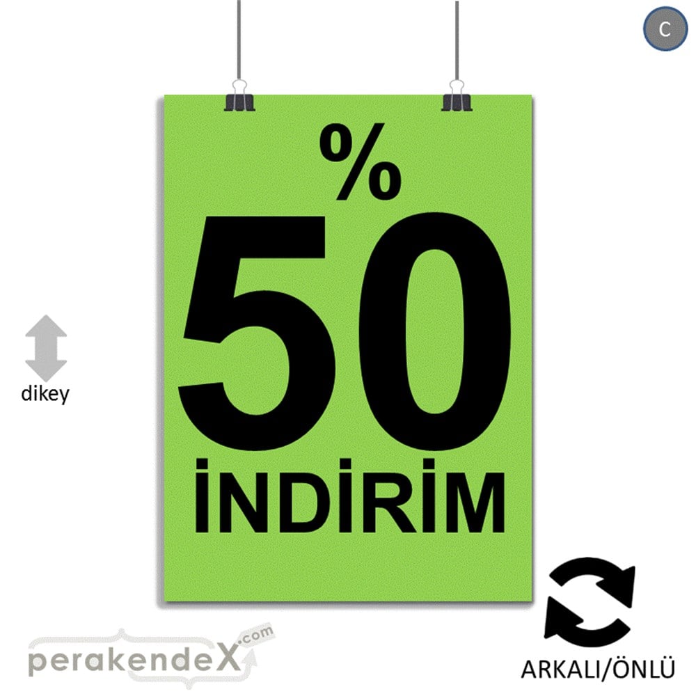 yüzde 50 indirim POSTERİ -dikdörtgen,çift yön baskı