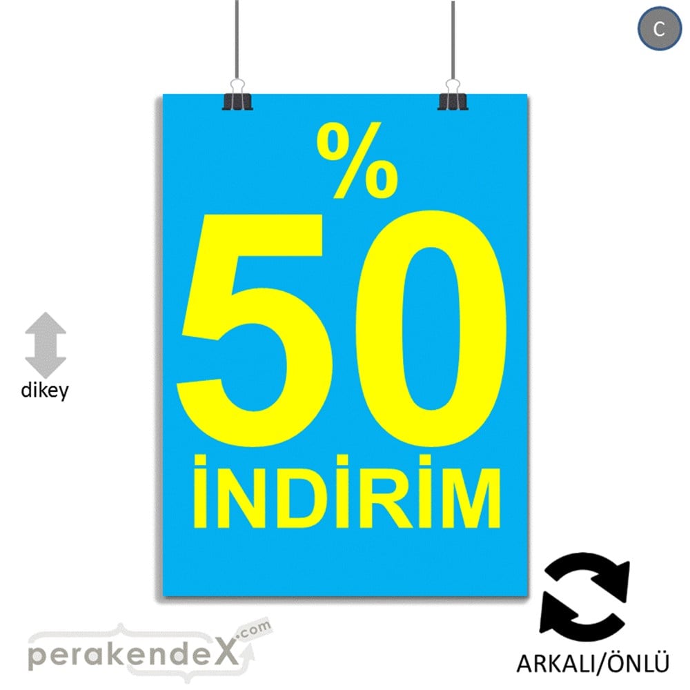 yüzde 50 indirim POSTERİ -dikdörtgen,çift yön baskı