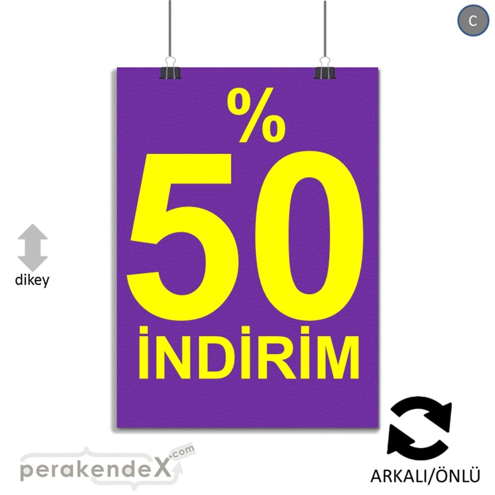 yüzde 50 indirim POSTERİ -dikdörtgen,çift yön baskı