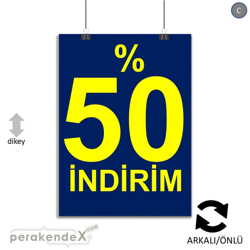 yüzde 50 indirim POSTERİ -dikdörtgen,çift yön baskı