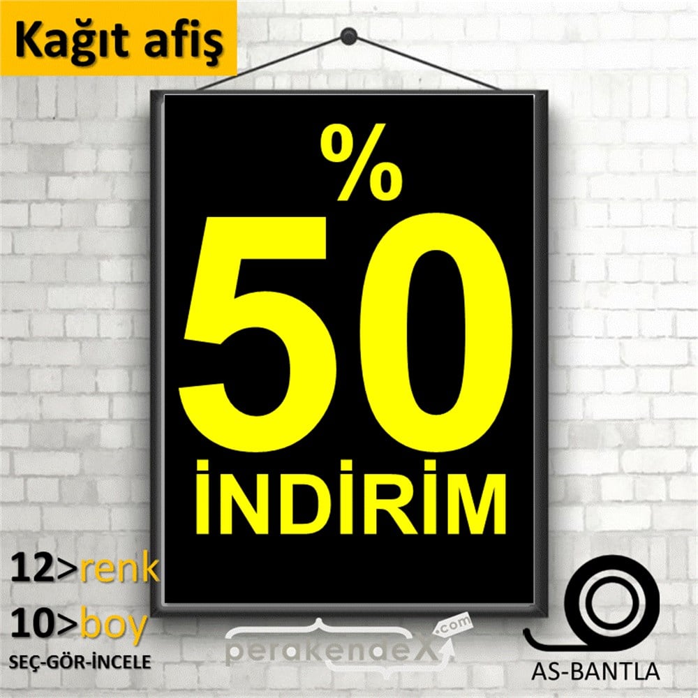 yüzde 50 indirim POSTERİ -dikdörtgen,tek yön baskı