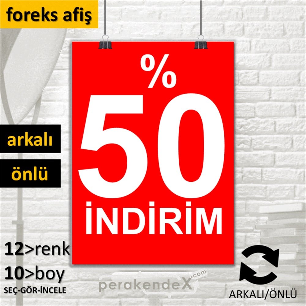 yüzde 50 indirim SERT PLASTİK POSTER -dikdörtgen,çift yön baskı
