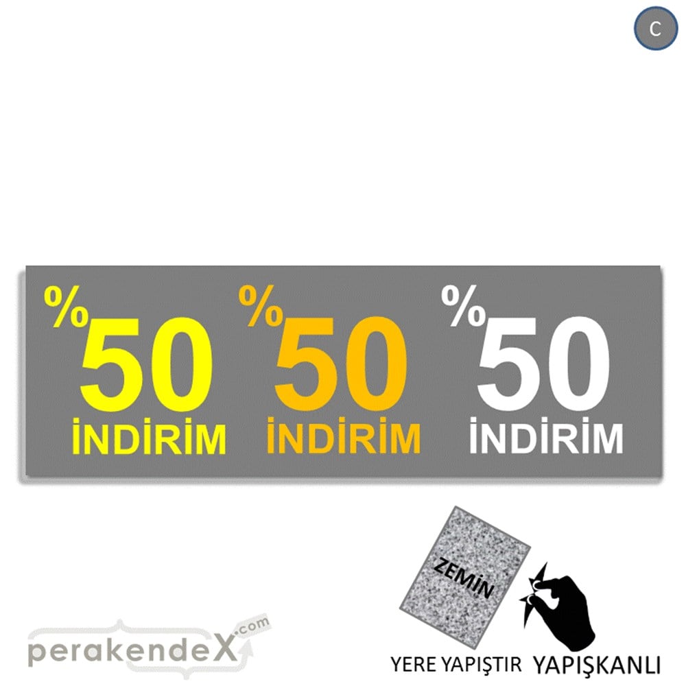 yüzde 50 indirim YER ZEMİNE YAPIŞAN BANNER -dikdörtgen,tek yön baskı