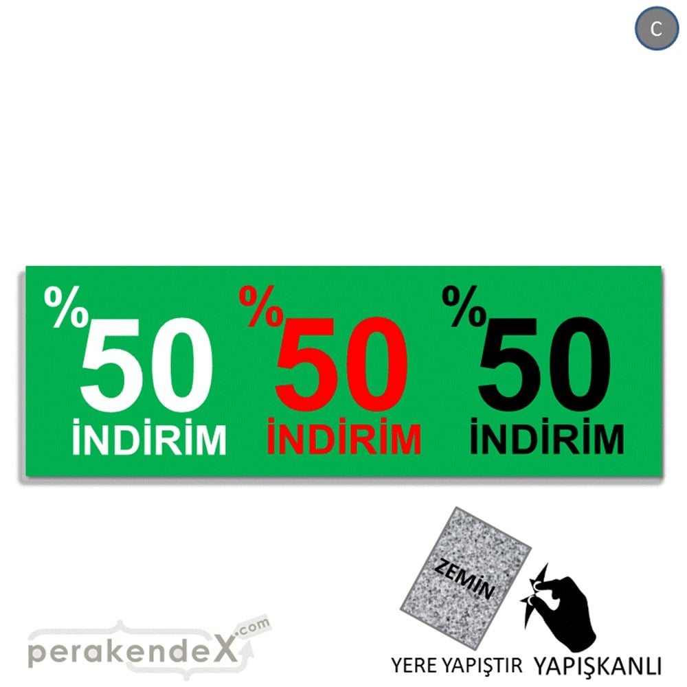 yüzde 50 indirim YER ZEMİNE YAPIŞAN BANNER -dikdörtgen,tek yön baskı