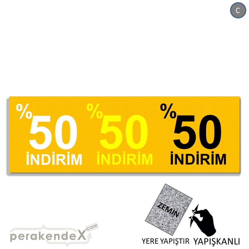 yüzde 50 indirim YER ZEMİNE YAPIŞAN BANNER -dikdörtgen,tek yön baskı
