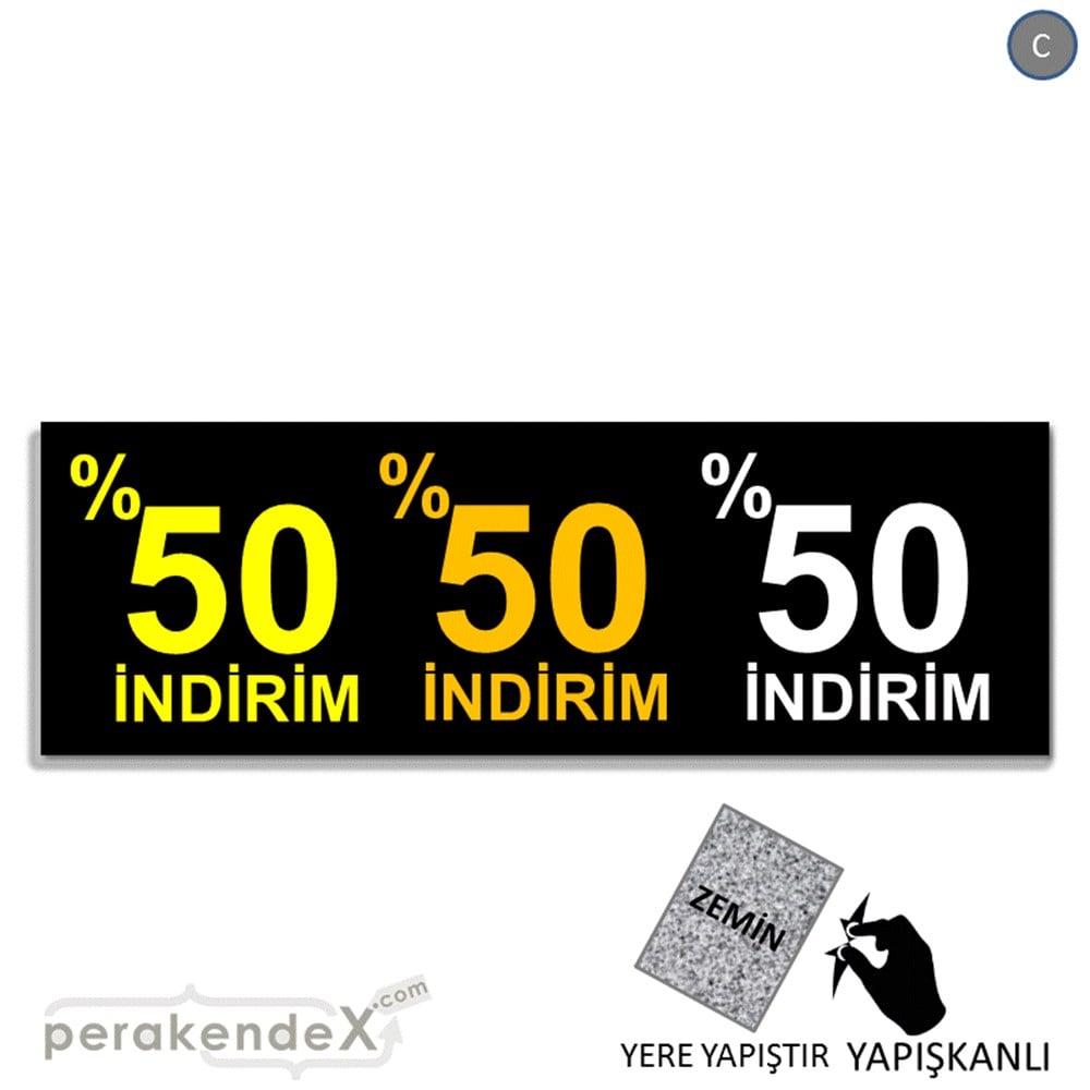 yüzde 50 indirim YER ZEMİNE YAPIŞAN BANNER -dikdörtgen,tek yön baskı