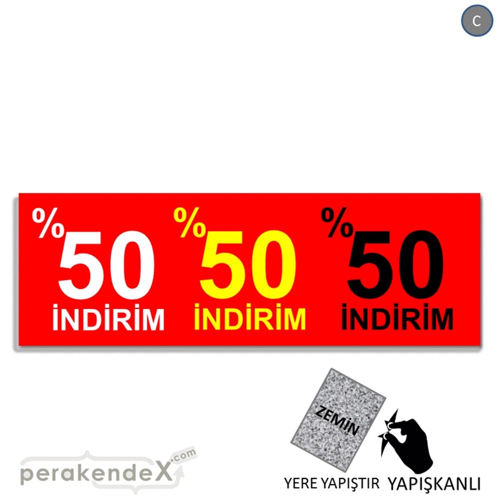 yüzde 50 indirim YER ZEMİNE YAPIŞAN BANNER -dikdörtgen,tek yön baskı