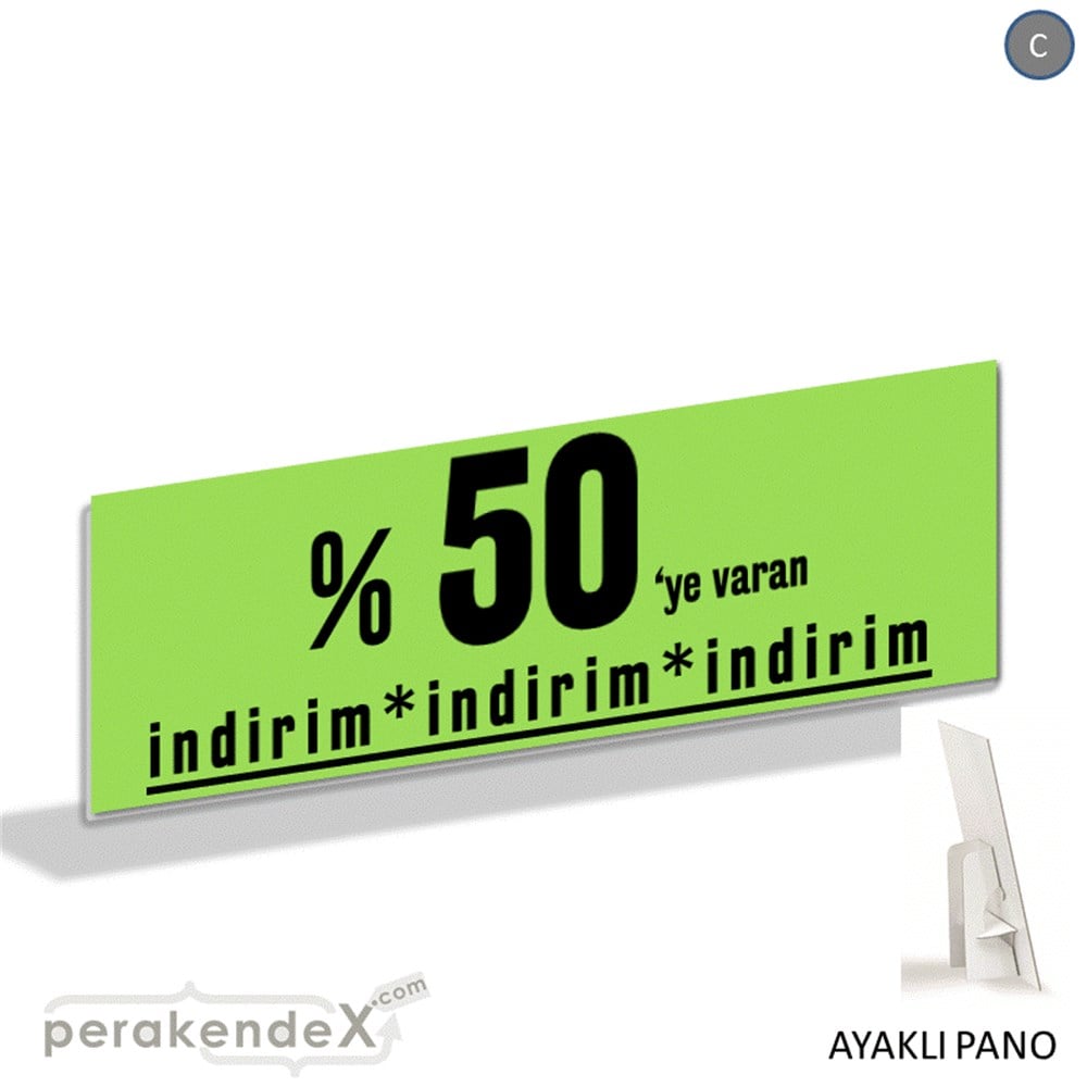 yüzde 50 ye varan indirim AYAKLI REKLAM BANNER -dikdörtgen,tek yön baskı