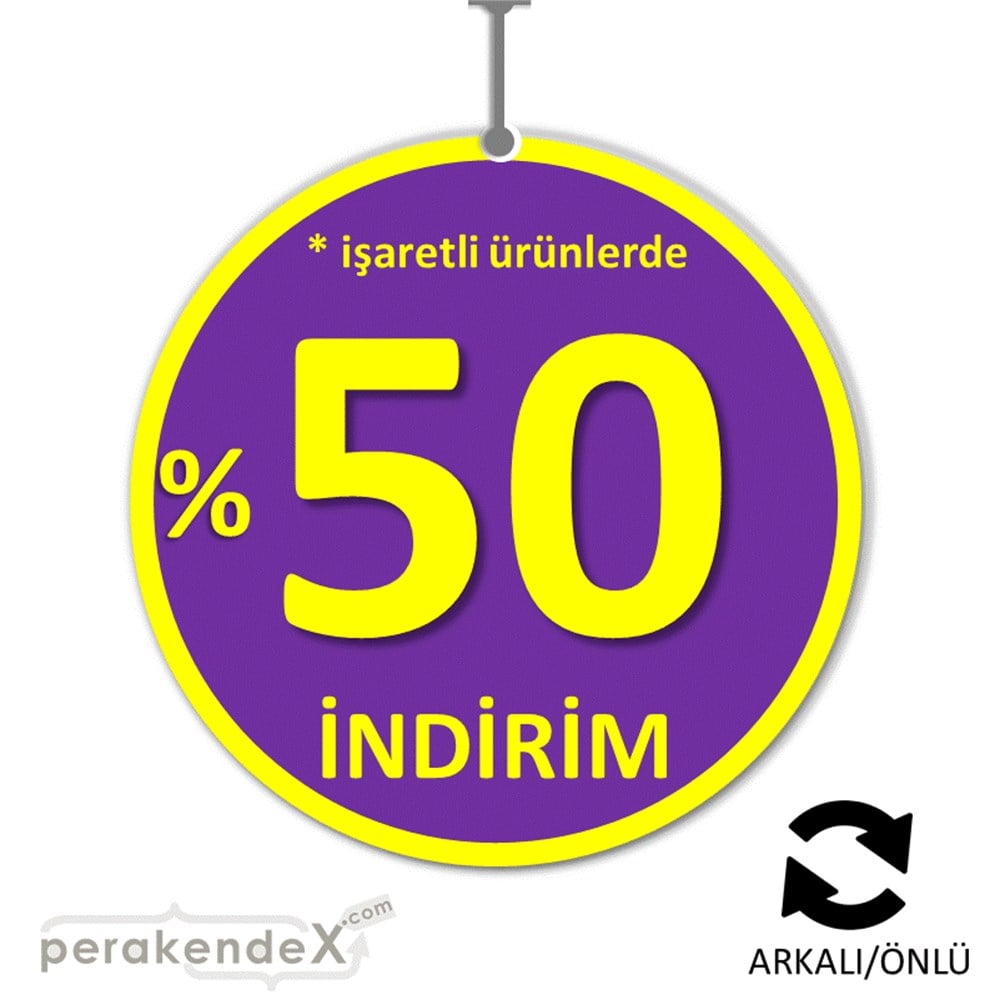 yüzde 50 ye varan indirim DÖNKARTI -oval,çift yön baskı