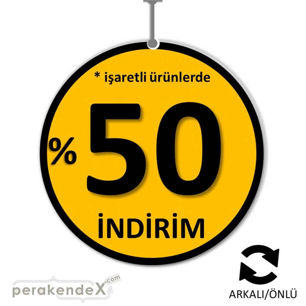 yüzde 50 ye varan indirim DÖNKARTI -oval,çift yön baskı