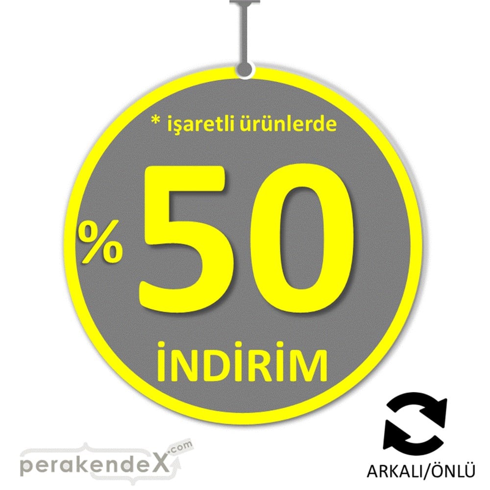 yüzde 50 ye varan indirim DÖNKARTI -oval,çift yön baskı