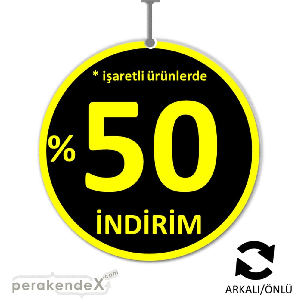 yüzde 50 ye varan indirim DÖNKARTI -oval,çift yön baskı