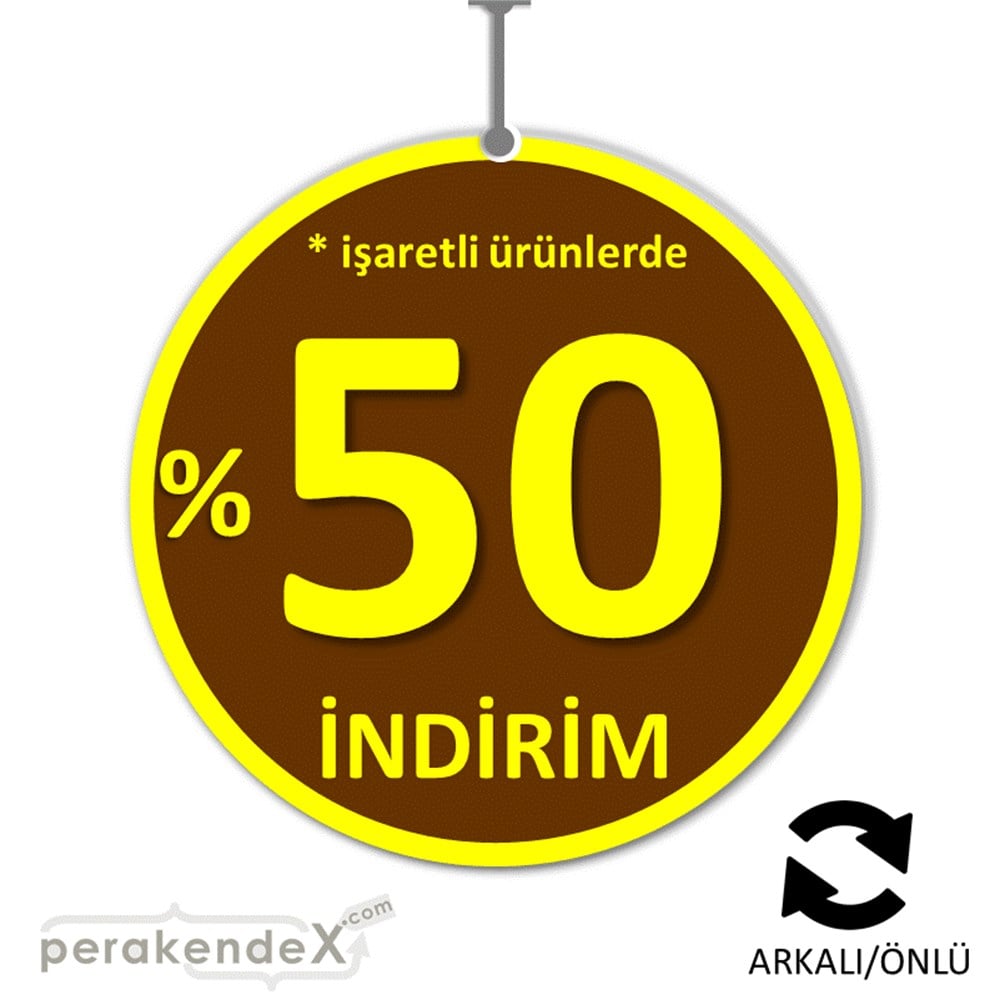 yüzde 50 ye varan indirim DÖNKARTI -oval,çift yön baskı