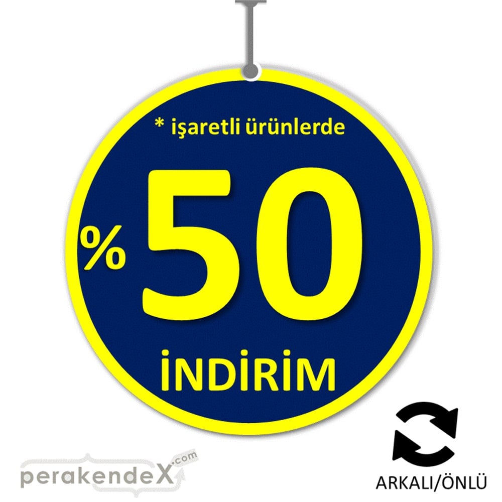 yüzde 50 ye varan indirim DÖNKARTI -oval,çift yön baskı