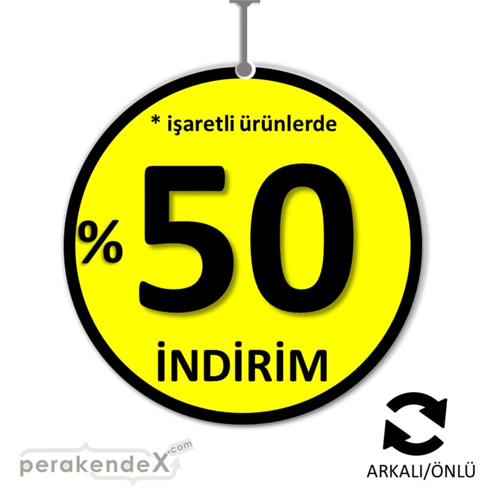 yüzde 50 ye varan indirim DÖNKARTI -oval,çift yön baskı
