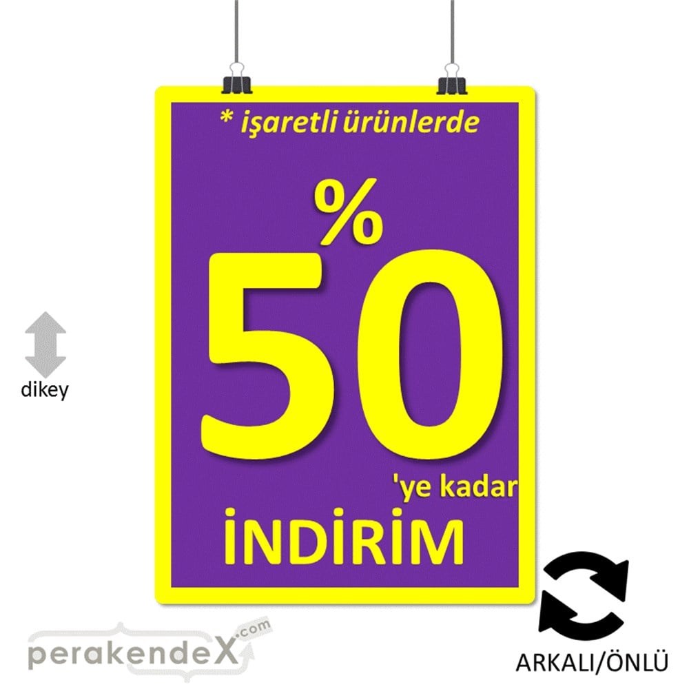 yüzde 50 ye varan indirim POSTERİ -dikdörtgen,çift yön baskı