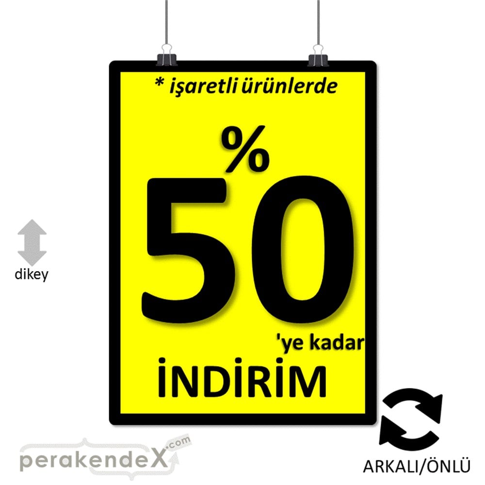 yüzde 50 ye varan indirim POSTERİ -dikdörtgen,çift yön baskı