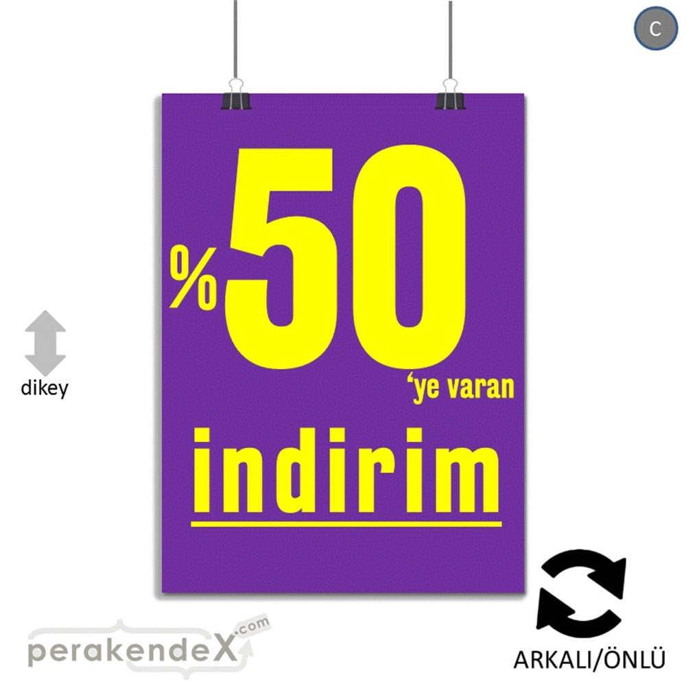 yüzde 50 ye varan indirim POSTERİ -dikdörtgen,çift yön baskı